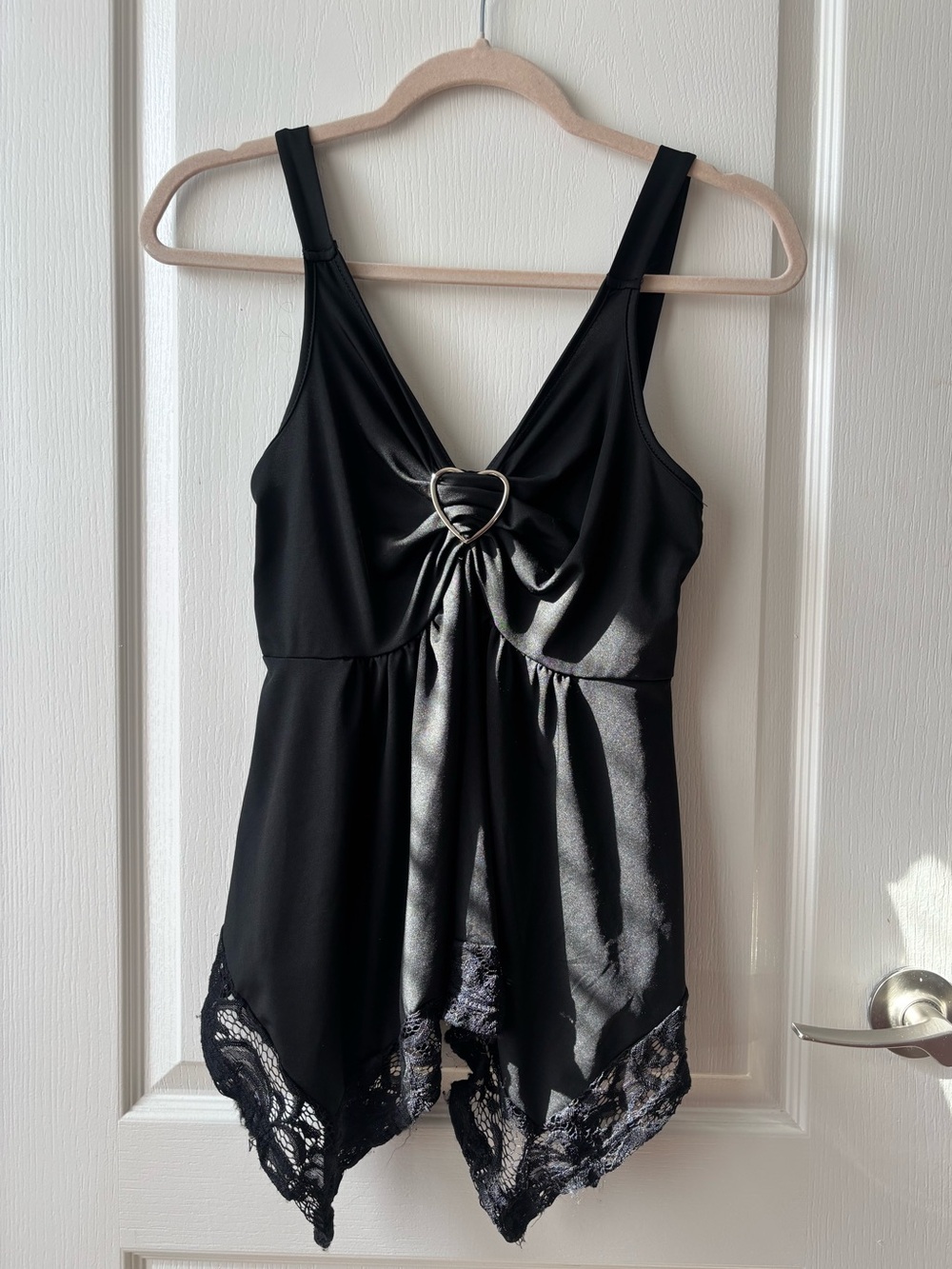 Black Camisole with Silver Heart
